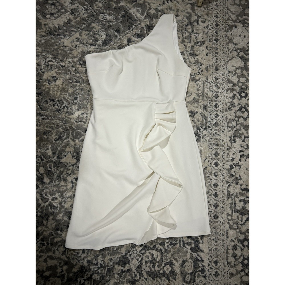White Hello Molly One Shoulder‎ Dress Size XL 10